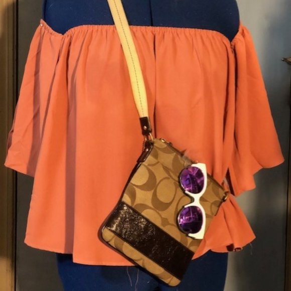 BlueTime Chiffon Ruffled Pink Off Shoulder Top - Picture 2 of 4